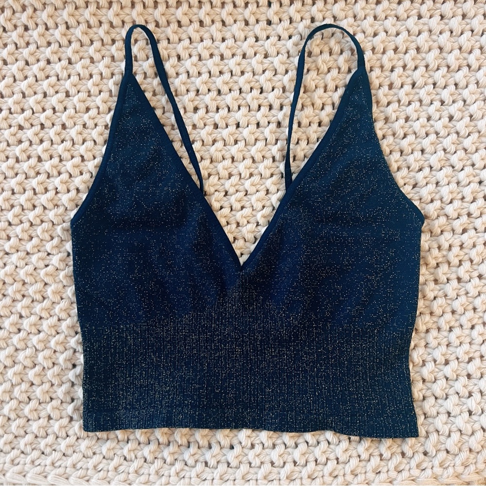 Free People Intimately Bralette Top - Navy Shimmer